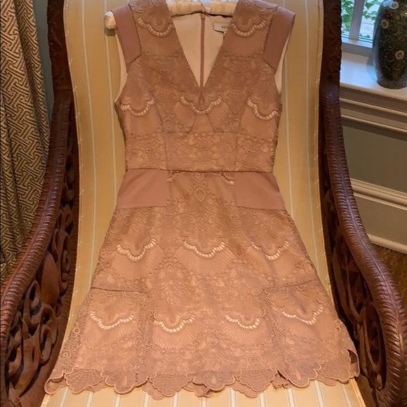 REISS FEMININE LACE FIT AND FLARE DRESS IN NUDE SIZE 4 - Picture 11 of 14
